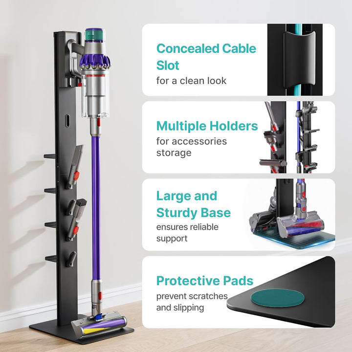 PEGZONE Ständer für Dyson Akkusauger mit 4 Haken und 4 Ablagen，Kompatibel für Dyson Gen5, V15, V12,