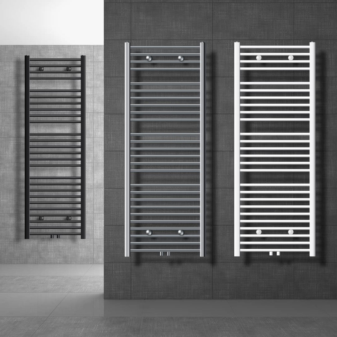 ECD Germany Badheizkörper Mittelanschluss 500 x 1200 mm Weiss gerade mit Thermostat und Anschlussgar