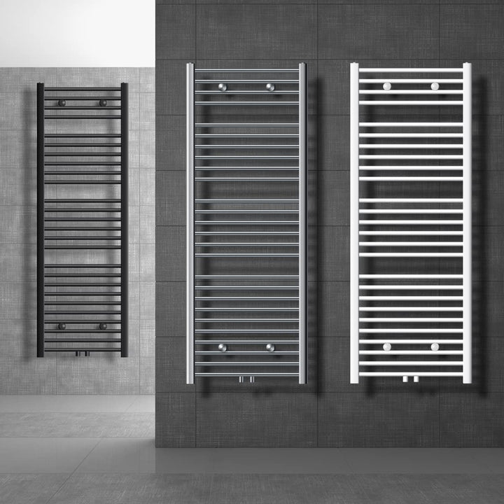 ECD Germany Badheizkörper Mittelanschluss 500 x 1200 mm Weiss gerade mit Thermostat und Anschlussgar