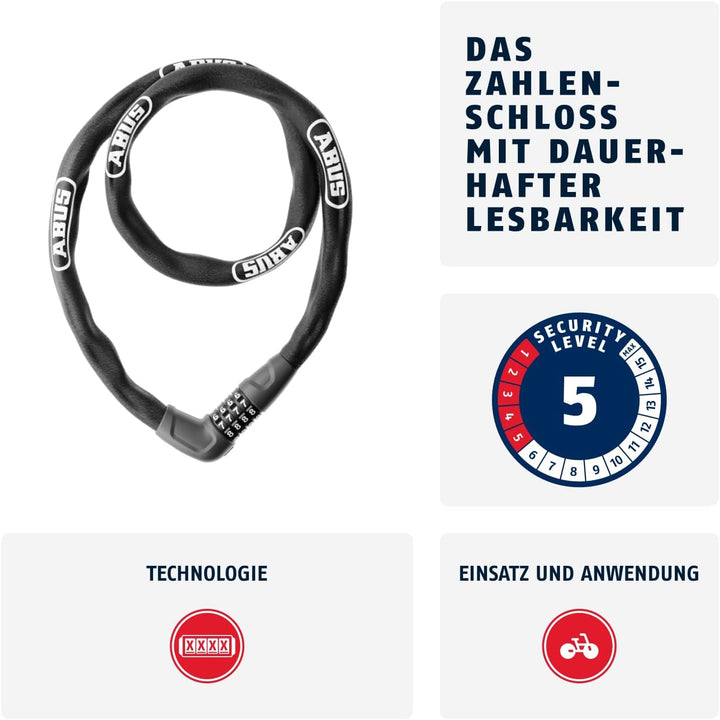 ABUS Kettenschloss Steel-O-Chain 5805C – Zahlenschloss aus 5 mm starken Stahlkette – ABUS-Sicherheit