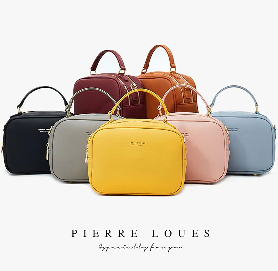 PIERRE LOUES Damen Handtasche Umhängetasche Henkeltasche Modischer Urban Chic Style PU Kunstleder fü