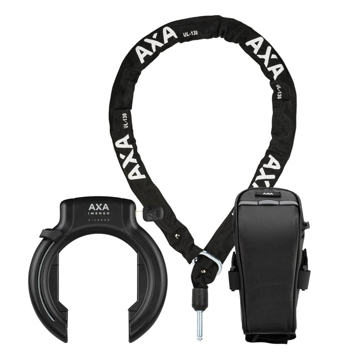AXA Set Imenso XL Retractable + ULC 130 + Transporttasche – Rahmenschloss Set mit Einsteckkette und