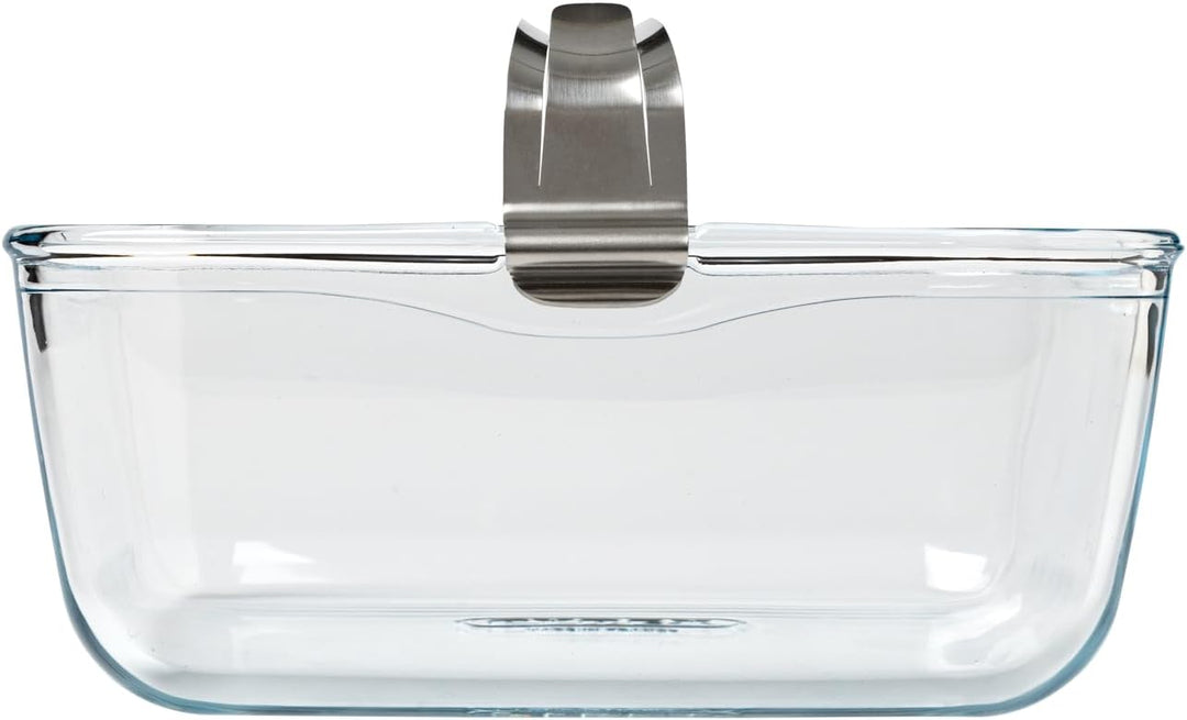 PYREX Ideal Air Fryer Glas-Backform 20 x 14 cm mit abnehmbarem Edelstahl-Clip-Griff für Dual-Korb-Lu