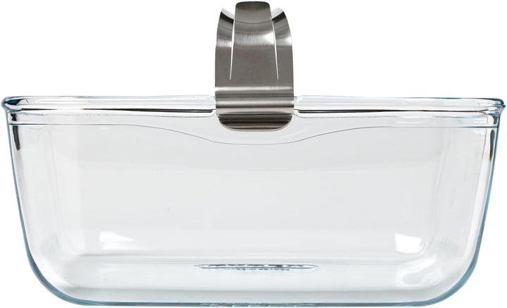 PYREX Ideal Air Fryer Glas-Backform 20 x 14 cm mit abnehmbarem Edelstahl-Clip-Griff für Dual-Korb-Lu