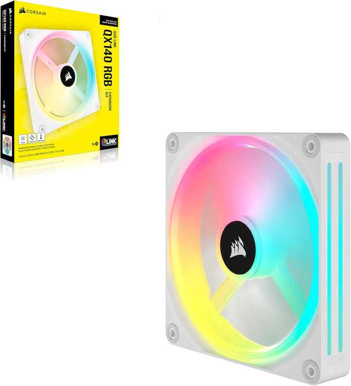 Corsair iCUE LINK QX140 RGB 140mm Magnetic Dome RGB Lüfter - Weiss Nur Fans Einfach (140mm) Weiss, N