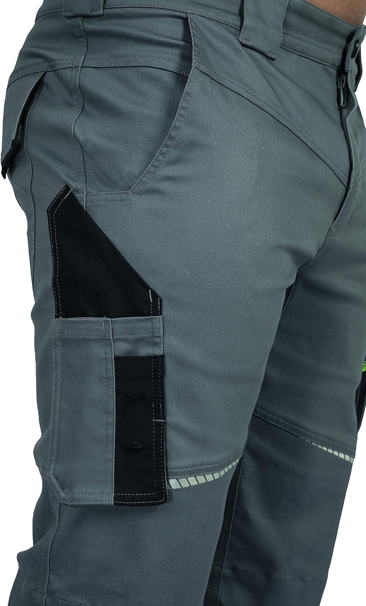 LEIB WÄCHTER Flex-Line Arbeitshose Bundhose Premium grün-schwarz mit Spandex … 24 Grau/Schwarz, 24 G