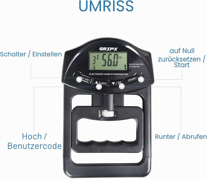 GRIPX Digitaler Handdynamometer Griffstärke-Messgerät Automatische Erfassung der elektronischen Grif