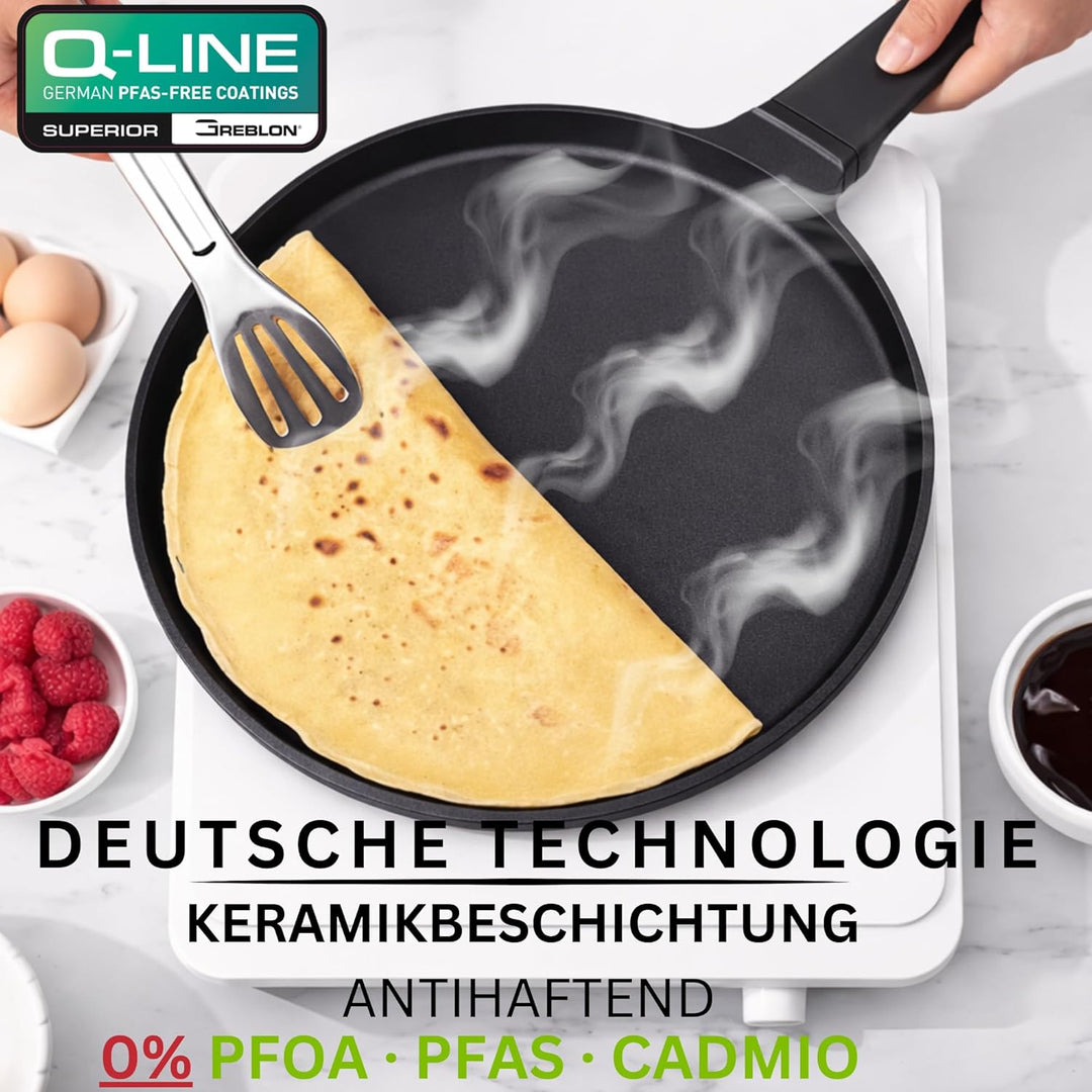 Stone&Stone Crêpespfanne 26cm – Pfannkuchenpfanne Antihaft, Induktion & Gas geeignet, Spülmaschinenf