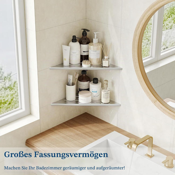 Neodrain Eck-Duschablage 304 Edelstahl Duschregal ohne Bohren 305mm Duschkorb Platzsparend für Gefli