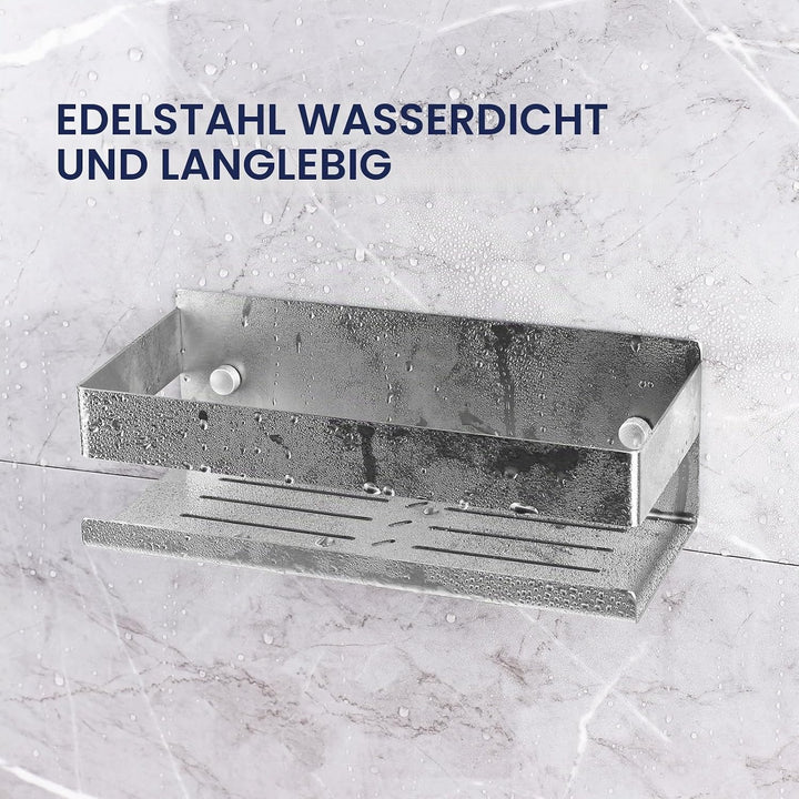 Duschablage Ohne Bohren Duschregal Wand Edelstahl Badregal mit 2 Haken Duschkorb Selbstklebende Bad