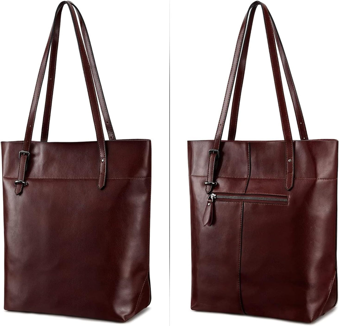 S-ZONE Damen Echtleder Tasche Shopper Gross Tote Handtasche Henkeltasche (Kaffee), Kaffee
