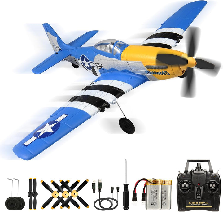 P51D Mustang RC Flugzeug, 2,4Ghz 4-Kanal Ferngesteuertes Flugzeug RTF Aerobatics Flugzeug Spielzeug