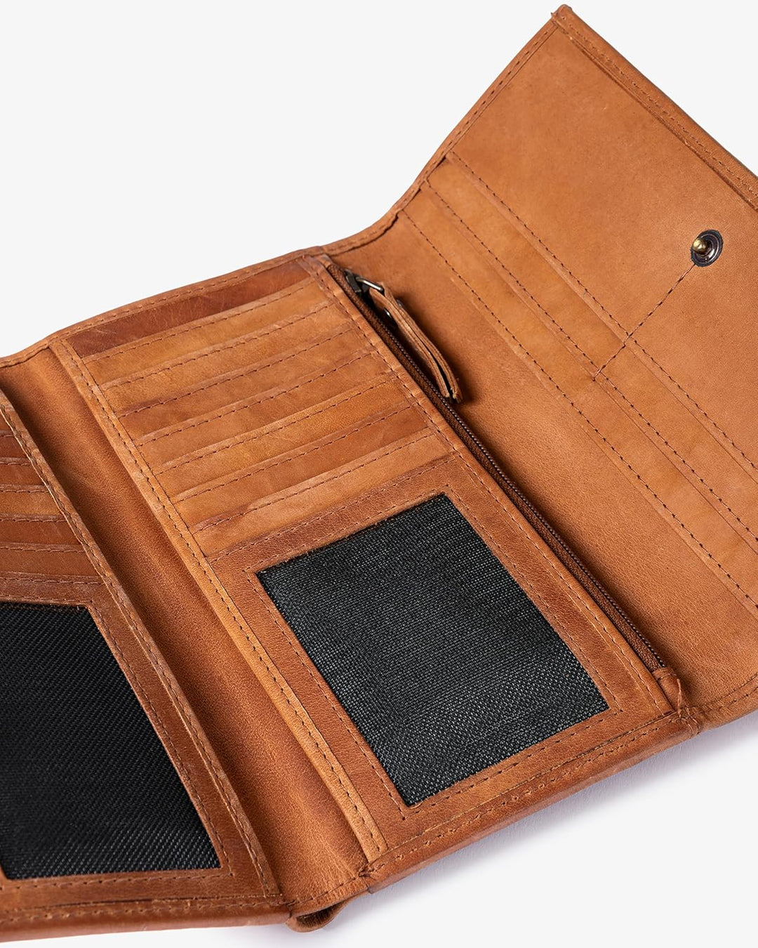 HOLZRICHTER BERLIN Geldbörse 4-3 (XL) Camel-Braun – geräumige Geldbörse, Portemonnaie aus Premiumled