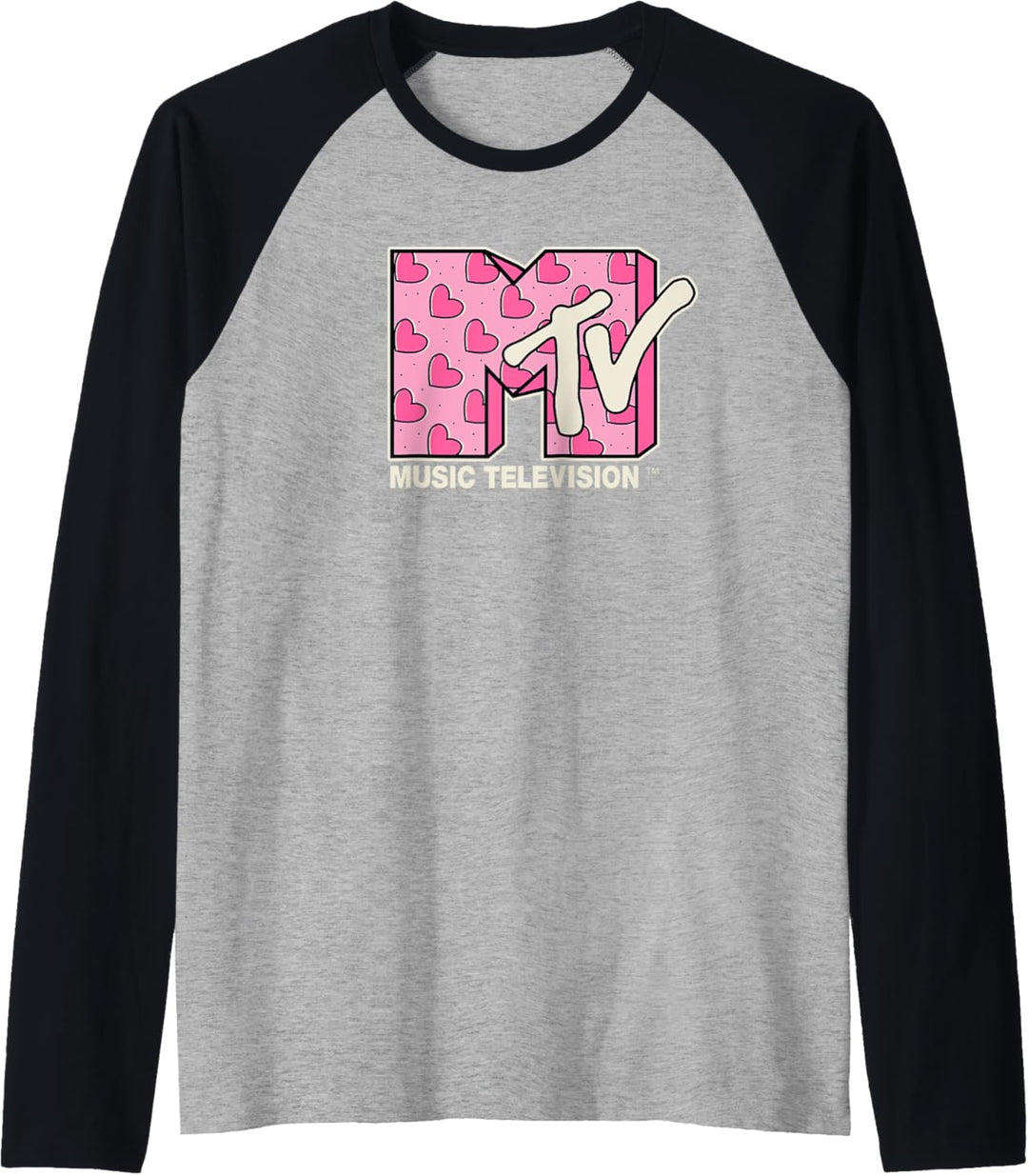 MTV Music Television Valentinstag Heart Pattern Fill Raglan