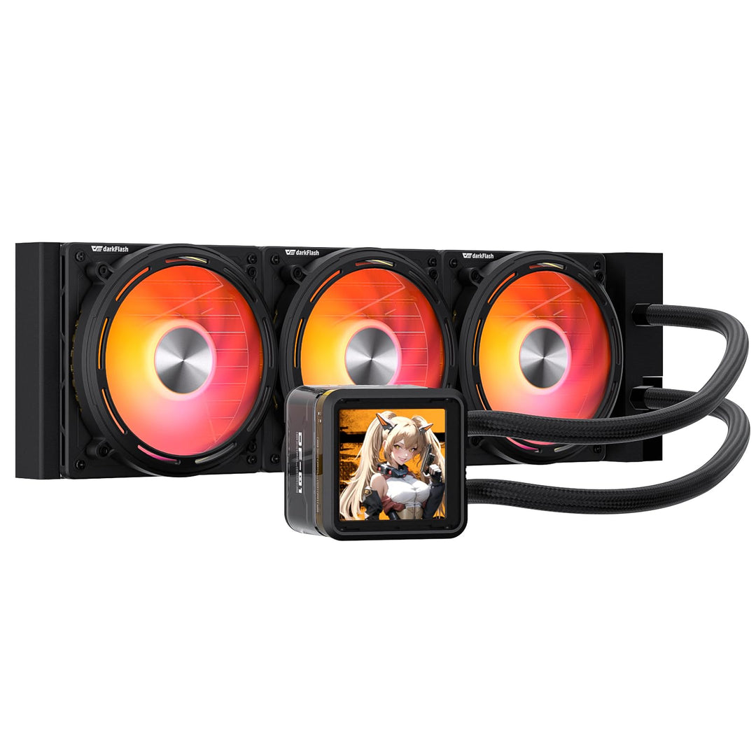darkFlash DE360 All-in-One CPU Flüssigkeitskühler, 2,88" LCD-Bildschirm 480x480 Auflösung, ARGB-Sync
