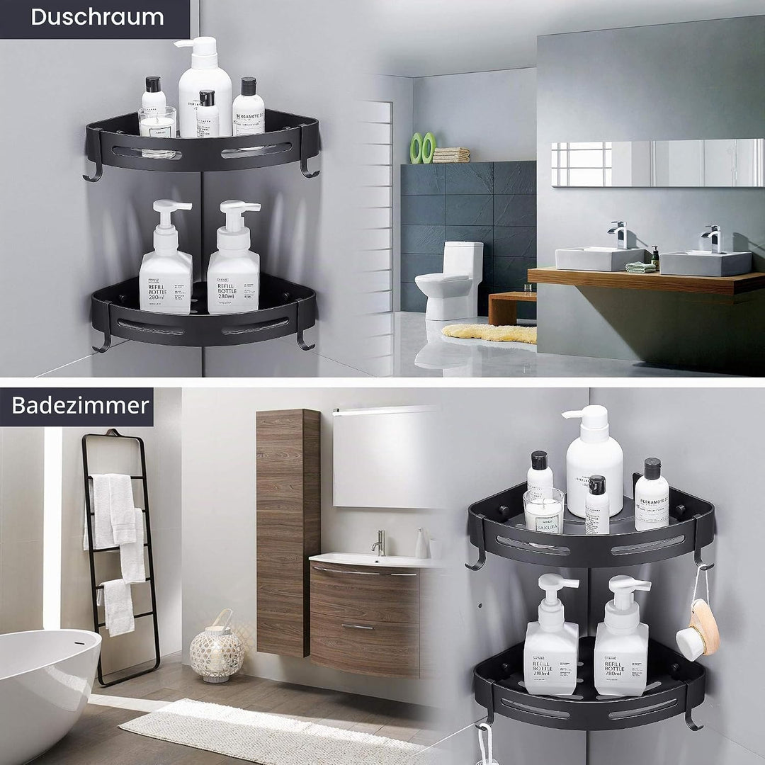 Hoomtaook Duschregal Eckablage Duschkorb Duschablagen Ohne Bohren für Bad, Matte Finish, Badregal, 2