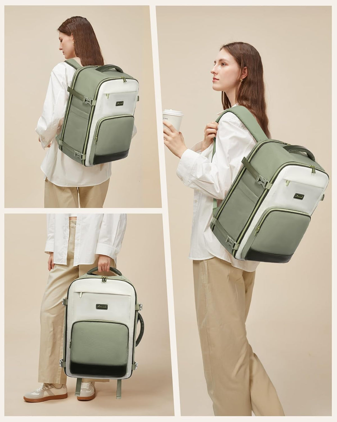 LOVEVOOK Handgepäck Rucksack, 17.3 Zoll Rucksack Handgepäck Flugzeug, Gross Reiserucksack Damen Spri