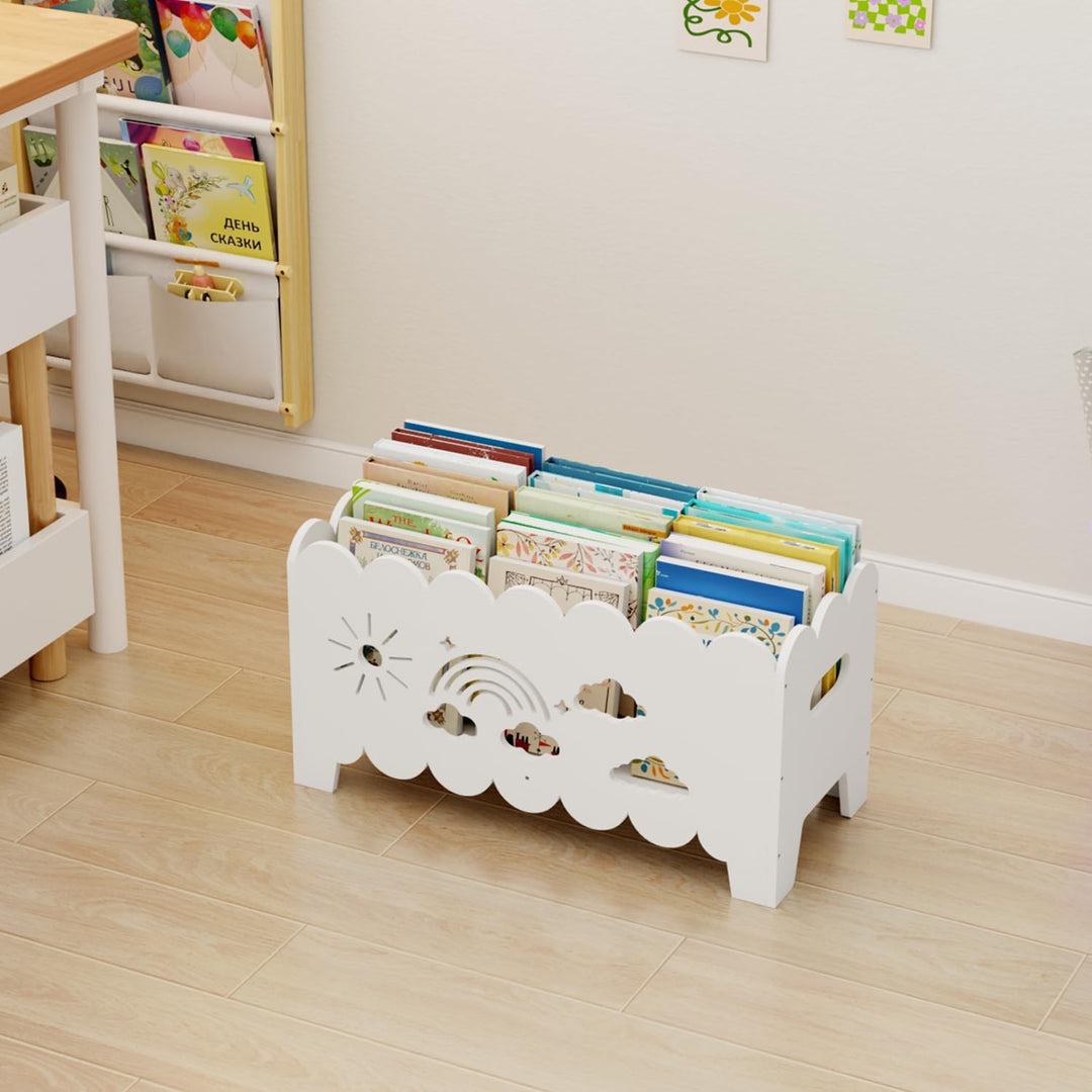 Kinder Bücherregal Holz, Montessori Bücherregal Kinder, Bücherkiste Kinder für Leseecke, Babyzimmer,