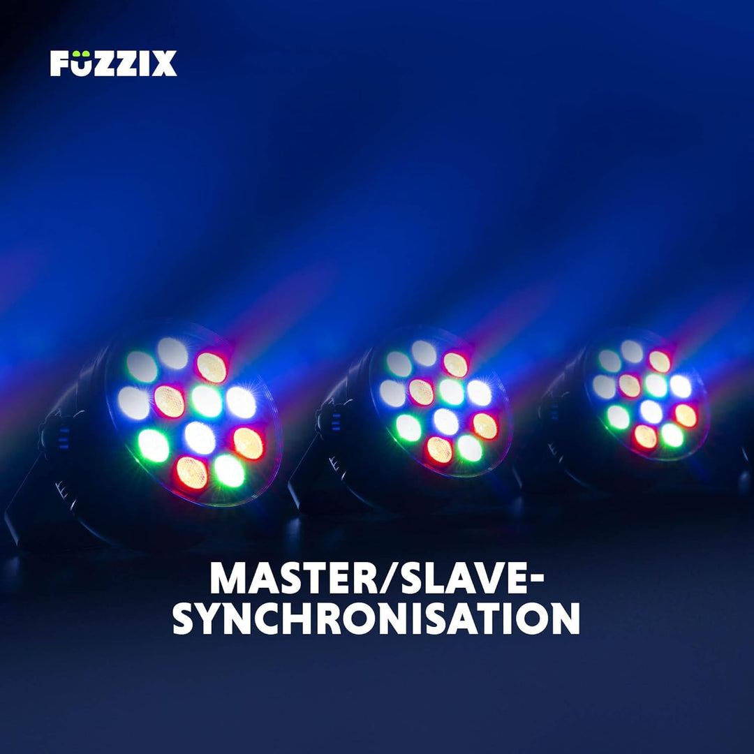 Fuzzix PLF12 - LED Par Strahler, 12x 2 Watt LEDs - 4er Set - Discolicht Partylicht, RGB Strahler mit