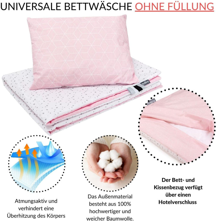 Bellochi Kinderbettwäsche 100x135 aus 100% Baumwolle, Kinderbettdecke 100x135 Set mit Kissen, Kinder