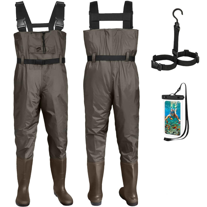 Croch Wathose für Herren Damen Anglerhose Wasserdicht PVC Nylon mit Gummi Watstiefel Grösse 38-47 Pe