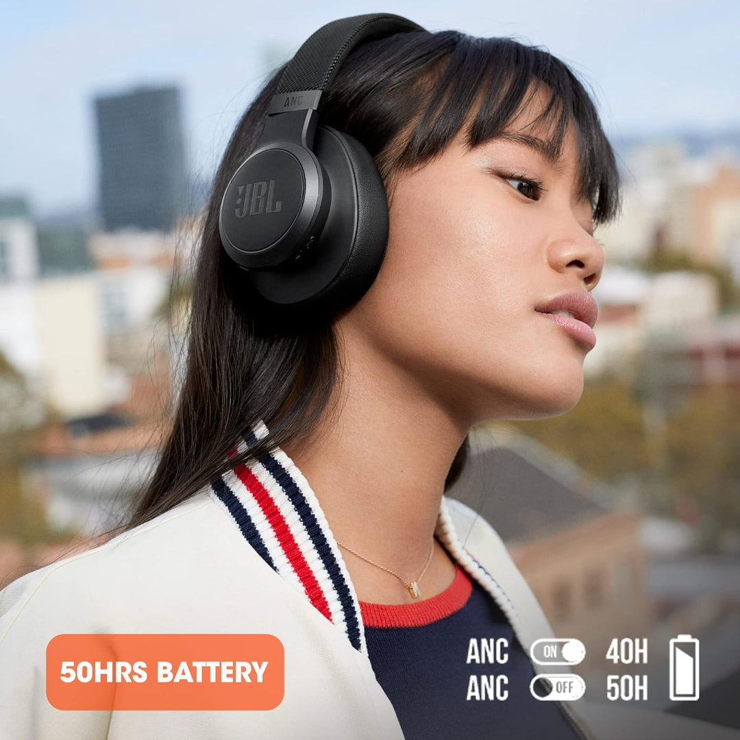 JBL Live 660NC kabelloser Over-Ear Bluetooth-Kopfhörer in Schwarz – Mit Noise-Cancelling und Spracha