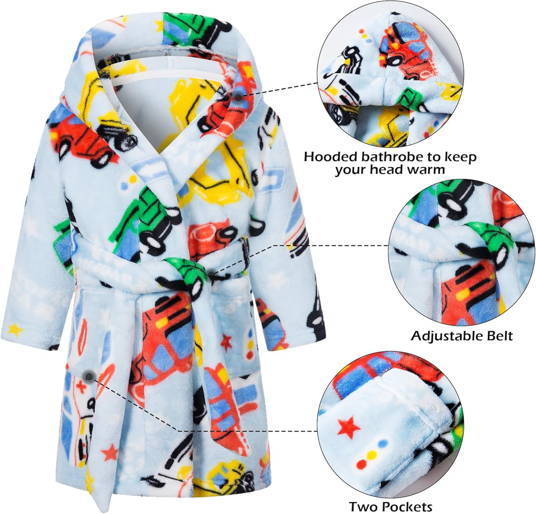 Bademantel für Kinder Mädchen Jungen Fleece Kinderbademantel mit Kapuze, Flanell Flauschig Morgenman