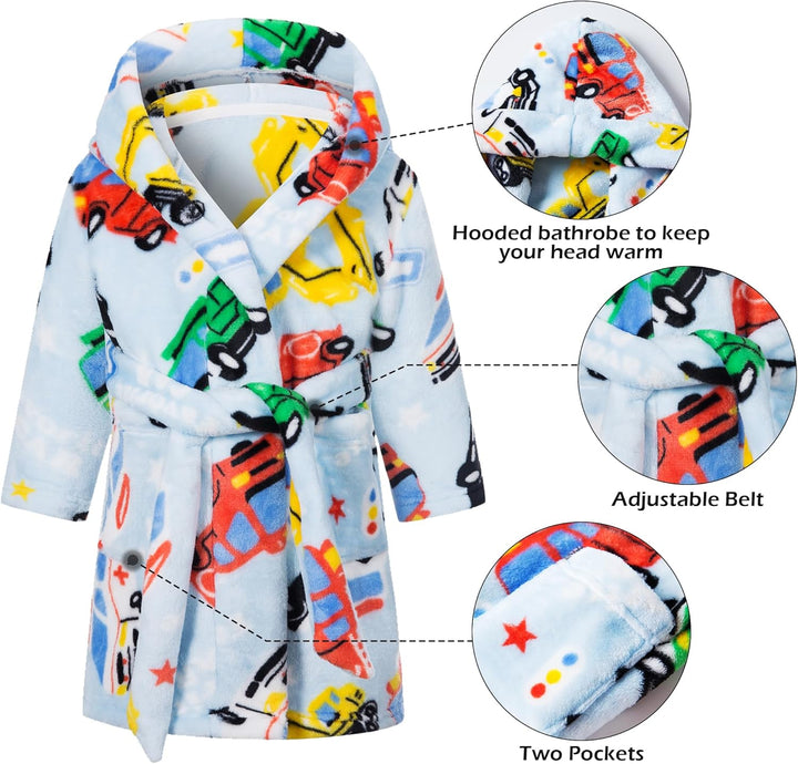 Bademantel für Kinder Mädchen Jungen Fleece Kinderbademantel mit Kapuze, Flanell Flauschig Morgenman