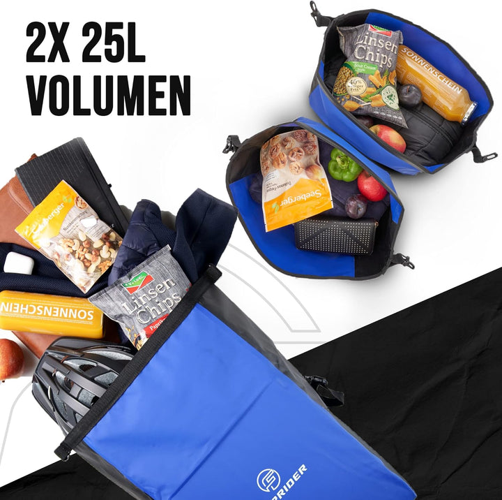 Forrider Fahrradtaschen für Gepäckträger 2er Set Wasserdicht Reflektierend | Gepäckträgertaschen 50L