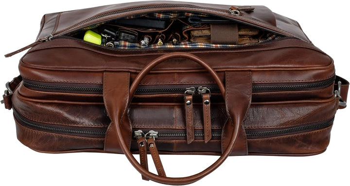 Marc Peter Laptoptasche Los Angeles I Leder Umhängetasche für 15.6 zoll Laptop I Aktentasche für Not