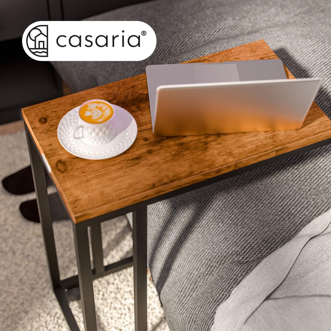 Casaria® 2X Beistelltisch mit Rollen 50x35x70cm C Form Holz Metall 40kg Belastbarkeit Wohnzimmer Sch