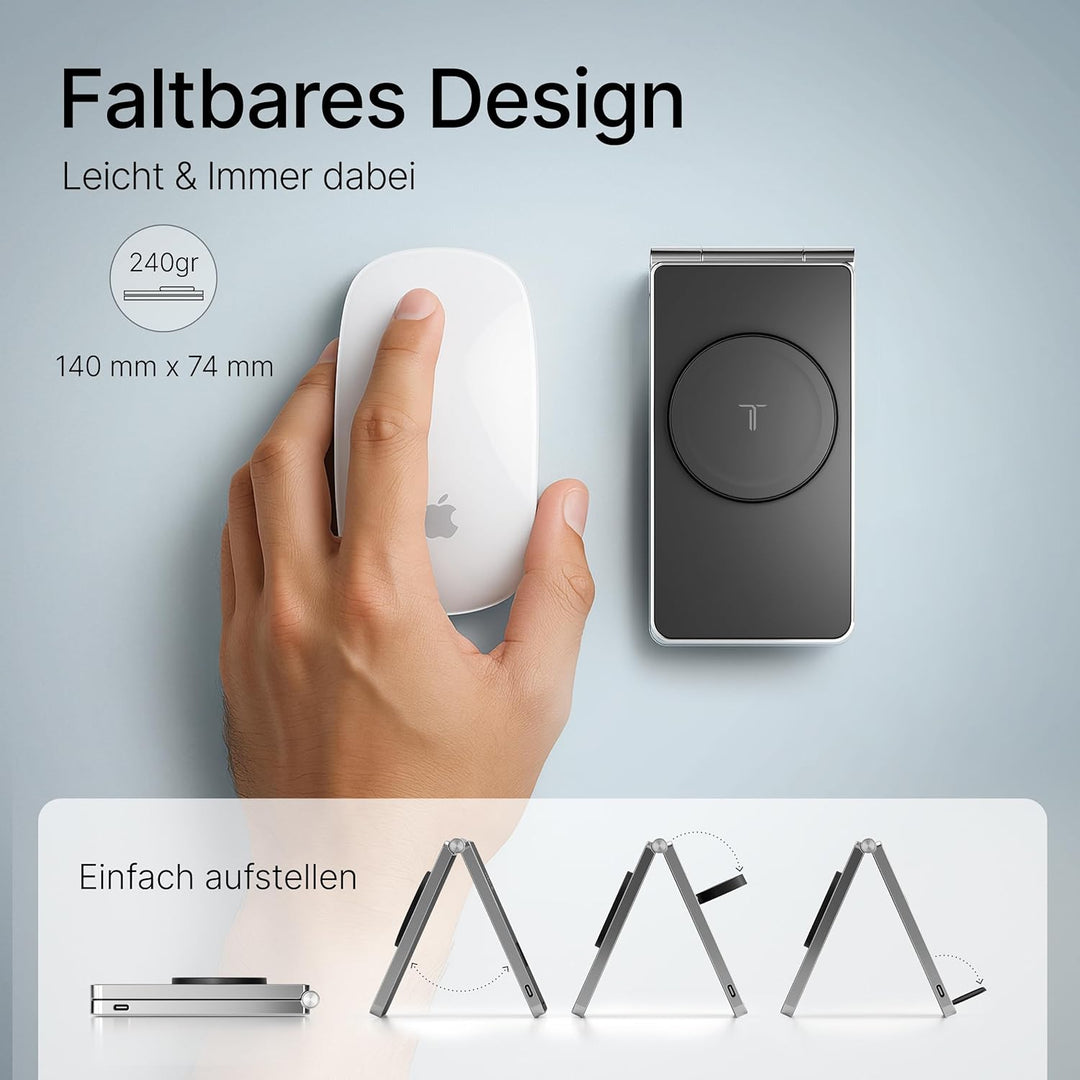 TEGLER 3-in-1 MagSafe Ladestation aus hochwertigem Aluminium für iPhone, Apple Watch & AirPods – Fal