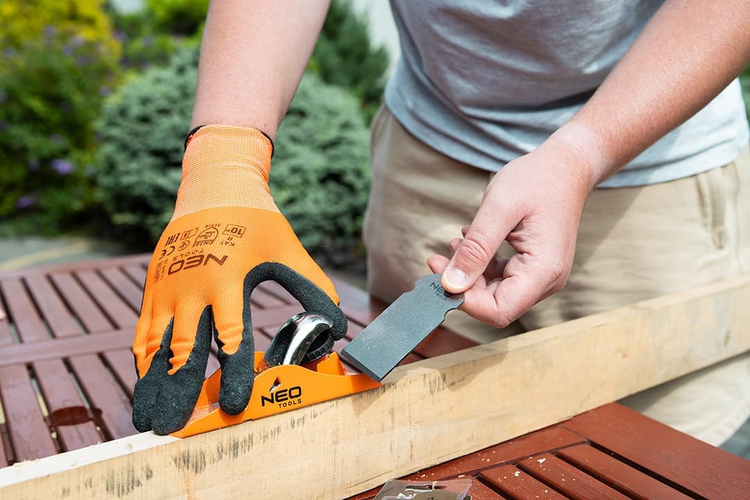 NEO TOOLS Handhobel 163x45mm – Präzisions-Holzhobel aus Gusseisen mit 42mm Klinge aus 65MN Stahl, ve