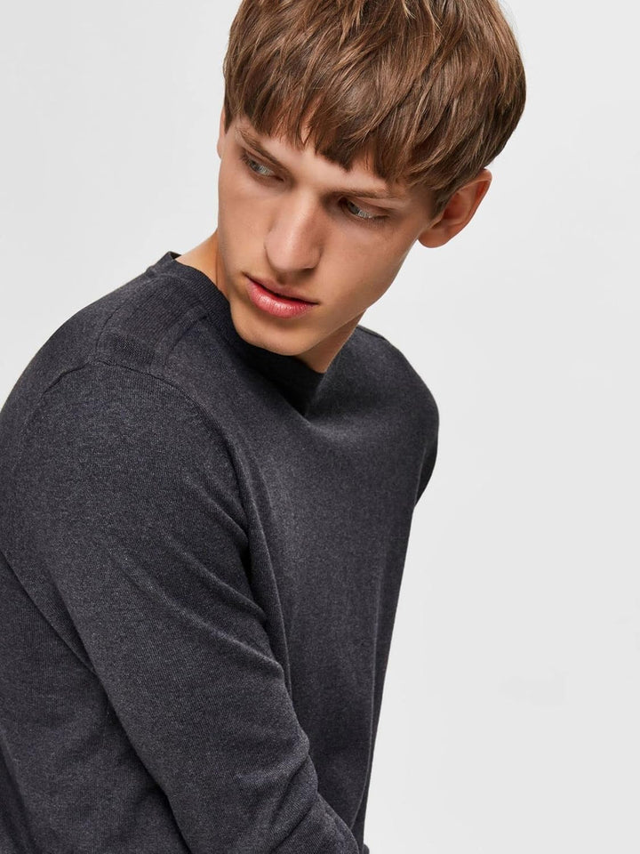Selected Homme Male Strickpullover Langarm, Antracit/Detail:melange