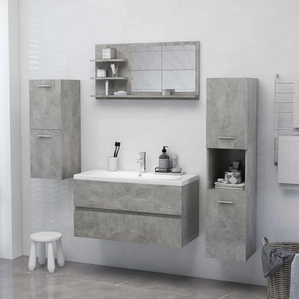 homiuse 90x10,5x45 cm Badspiegel Spiegel mit 3 Regale Rechteckiger Wandspiegel Mirror Badezimmerspie