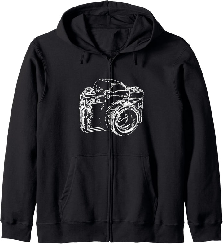 Retro Vintage Kamera Analoge Fotokamera Skizze Fotografie Kapuzenjacke