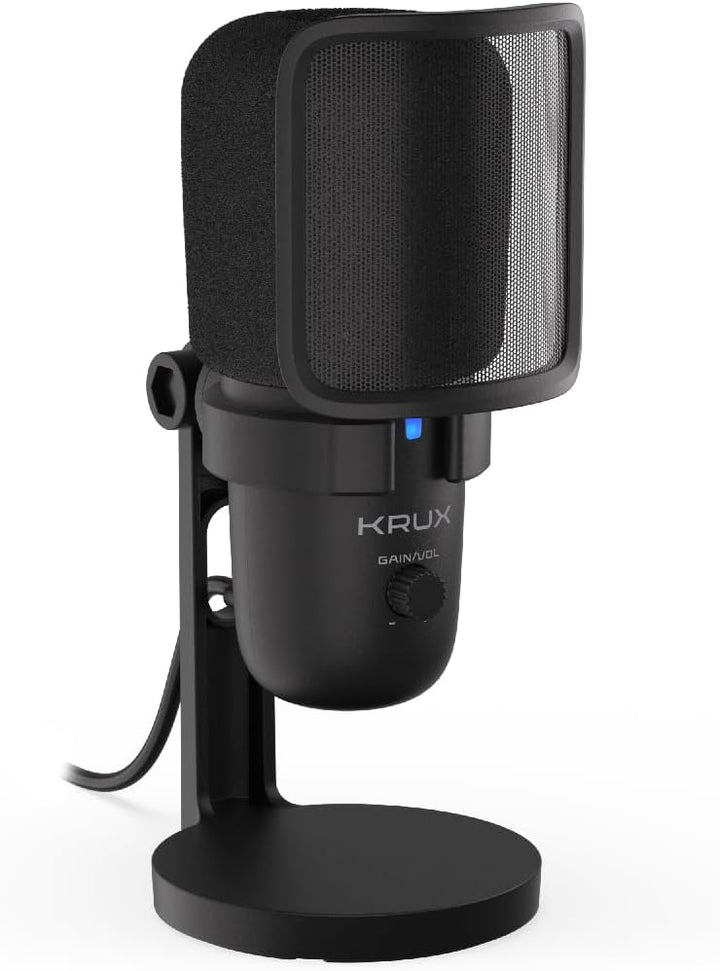 KRUX Emote, Computermikrofon auf Ständer, Zwei Popfilter, Gain-Regler, 2 m langes USB-Kabel Typ C, Z