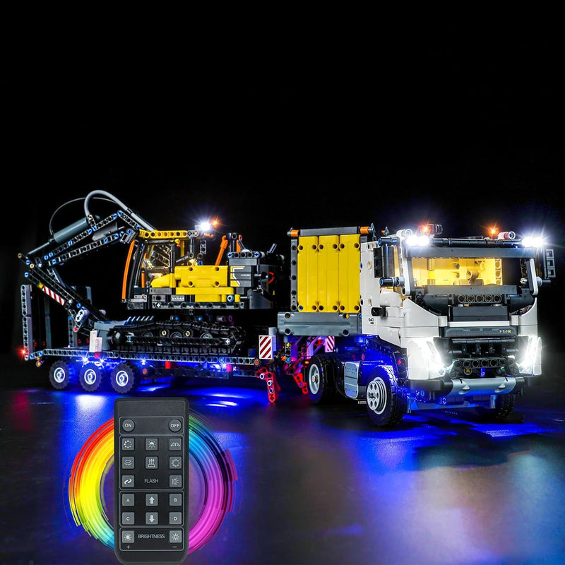 LocoLee Licht Kompatibel mit Lego Technic Volvo FMX LKW mit EC230 Electric Raupenbagger Fernbedienun