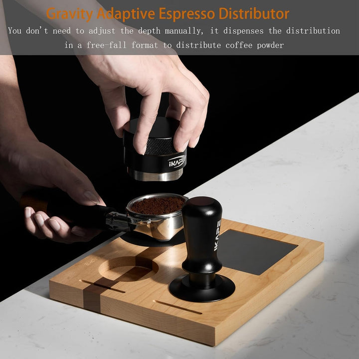 IKAPE Kaffee Produkte, 53MM Kaffee Verteiler, Schwerkraft Adaptive Espresso Verteiler Passt alle 53M