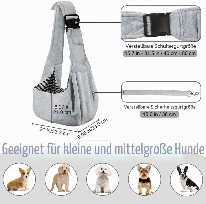 PetLoft Tragetuch Hund, Reversibel Kleine Hundetrage, Einstellbar Pet Tragetuch, Freisprecheinrichtu