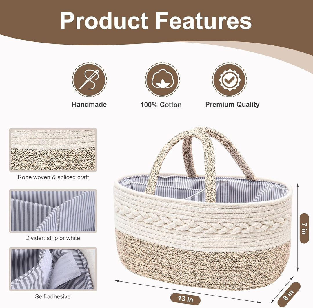 YeaYee Baby Windel Caddy Organizer，Multifunktionale Aufbewahrungsbox für Windeln， mit wechselbaren F