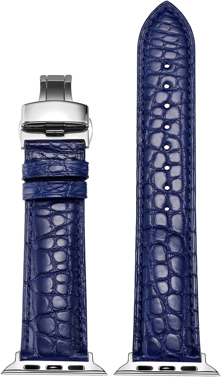 Krokodil Armband Kompatibel mit Apple Watch Armband 41mm 40mm 38mm Leder Alligator Ersatzarmband Kom