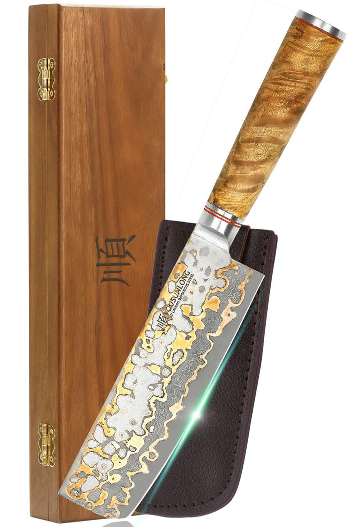 YOUSUNLONG Nakiri Messer asiatische Gemüsemesser 175mm - Ultra Sharp -japanische handgefertigte Kupf