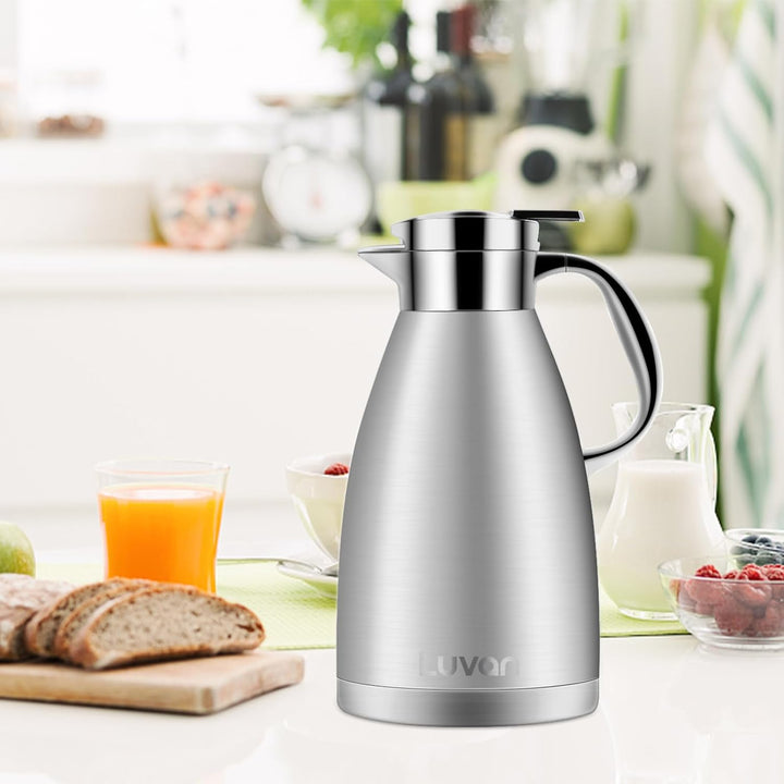 Luvan 1,8L Thermoskanne 304 Edelstahl Kaffee Isolierkanne 12h heiss und 24h kalt Doppelwandige Vakuu