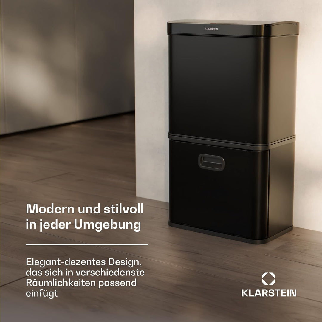 Klarstein Touchless Sensor-Mülleimer - 56L Küchen-Abfalleimer mit Bewegungssensor, 3-in-1-Mülleimer,