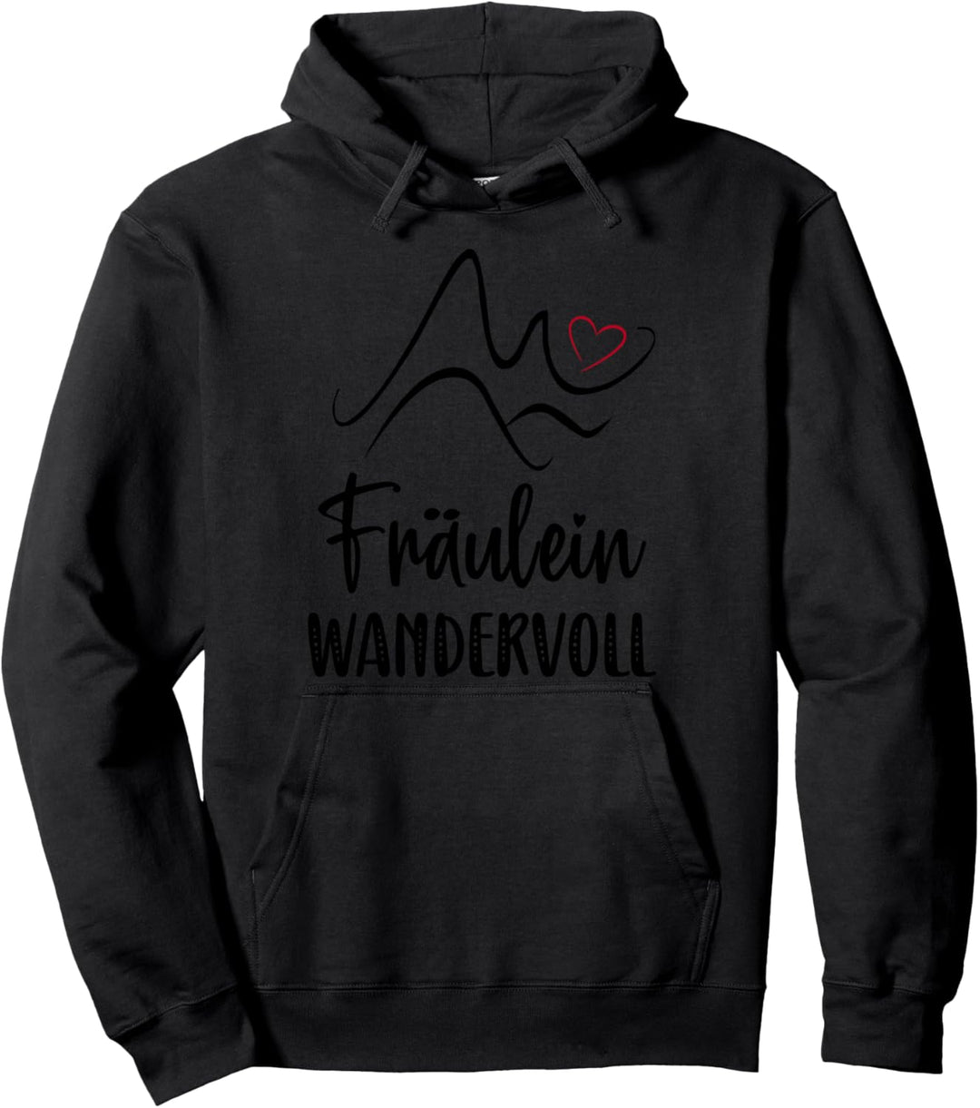 Fräulein Wandervoll Wandern Zubehör Herz Alpen Berglauf Pullover Hoodie