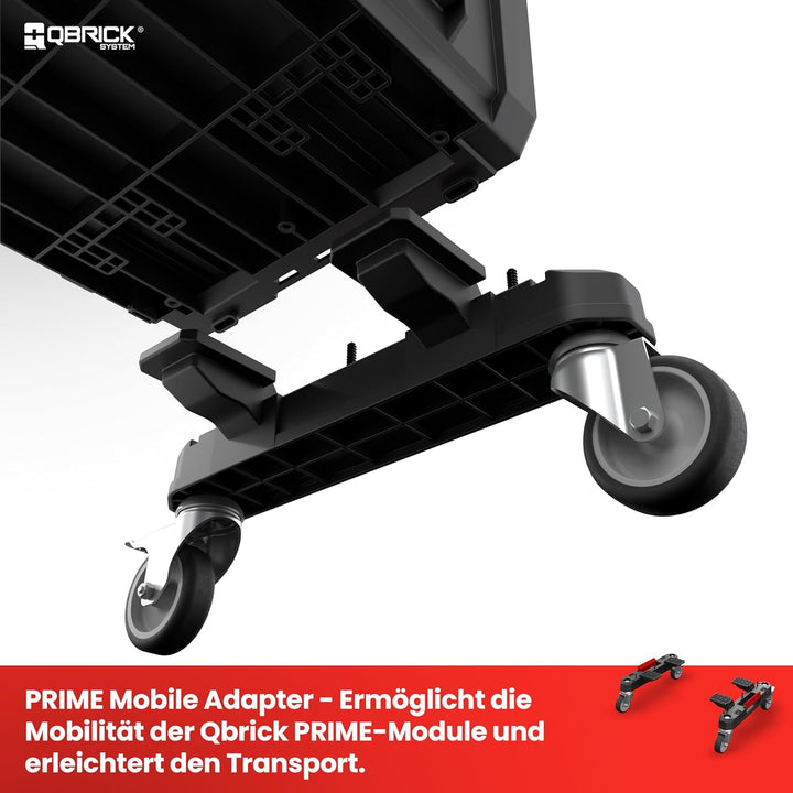 Qbrick System Prime Mobile Adapter Rollbarer Adapter Satz Transportrollen Werkstatt Schwarz