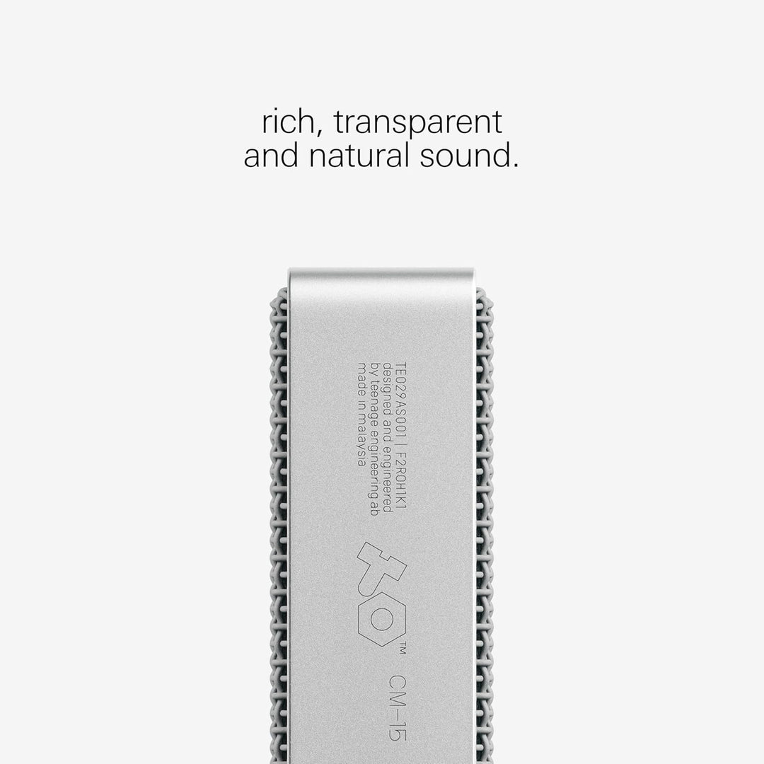 Teenage Engineering cm–15 (Tragbares Feldmikrofon, USB-C Audiointerface, Bluetooth, integrierter Akk