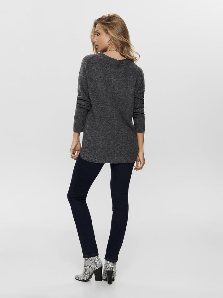 ONLY Female Strickpullover ONLNANJING Strickpullover M Dark Grey Melange, M Dark Grey Melange
