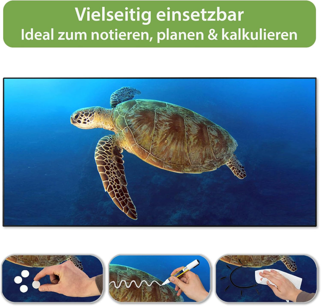 banjado Magnettafel schwarz 78 x 37cm / Magnetwand Metall/Magnetpinnwand als Memoboard/Pinnwand Magn